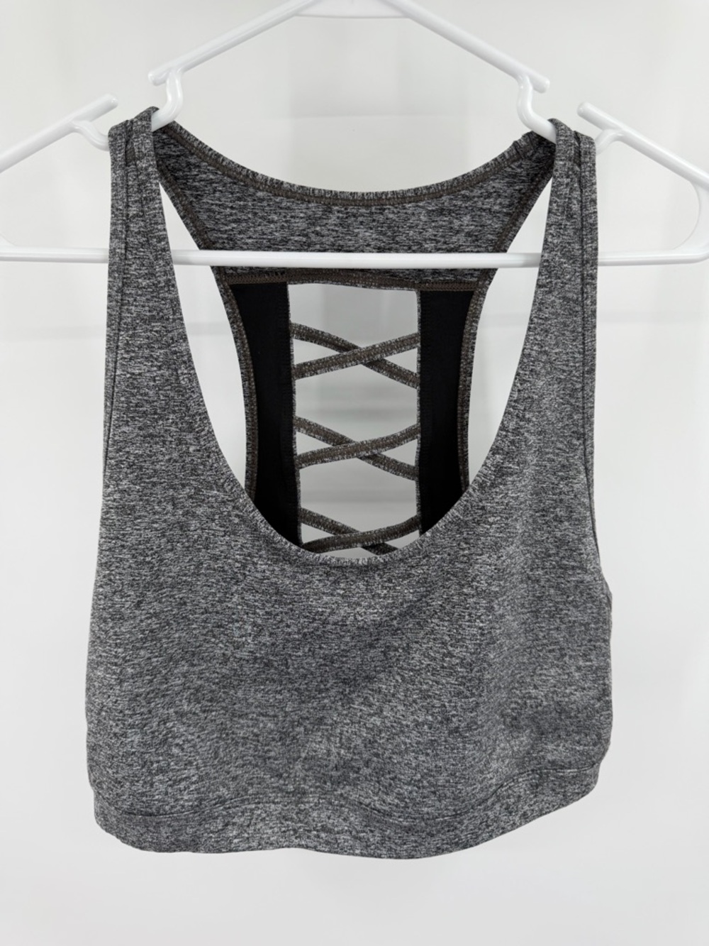 Ideology Gray Heathered Caged‎ Back Sports Bra XXL no padding